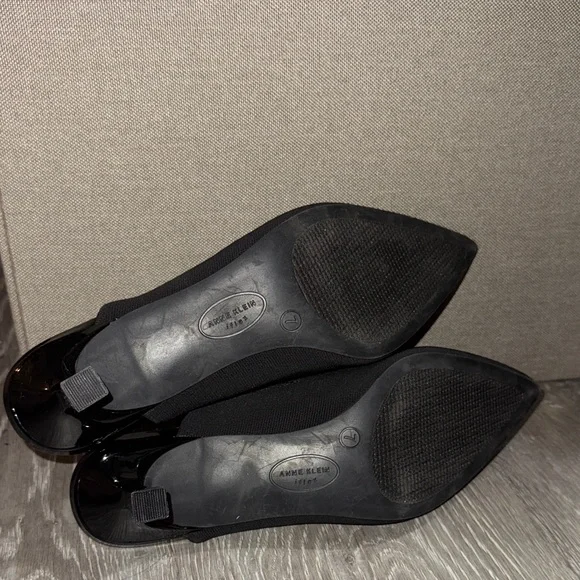 AK Anne Klein iFlex Black Knit Pointed Toe Heeled Mules Slip-Ons Size 7 - Picture 5 of 6